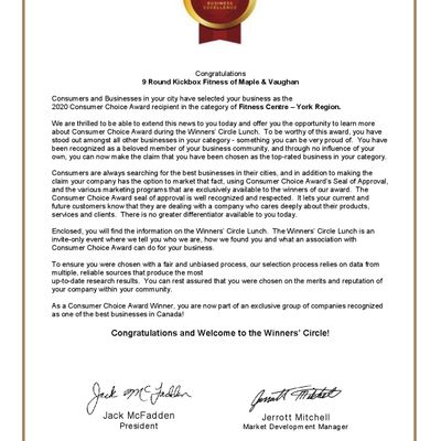 Consumers Choice Fitness Facility - York Region 2020 Consumers Choice Fitness Facility - York Region 2020
